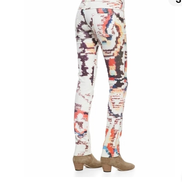 Isabel Marant Etoile Reilly Printed Slim Jeans White/Multicolored Sz 42 - Picture 7 of 12